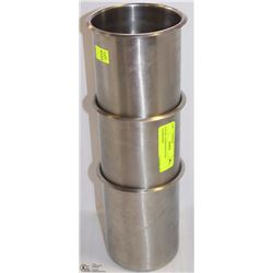 LOT OF 3 STAINLESS STEEL CANNISTERS