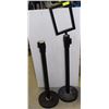 Image 1 : 2 RETRACTABLE BARRIER POSTS, 1 WITH SIGNAGE FRAME