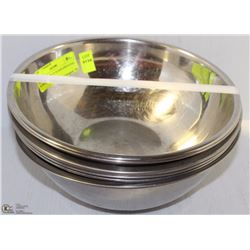 STACK OF TEN 9" STAINLESS STEEL BOWLS