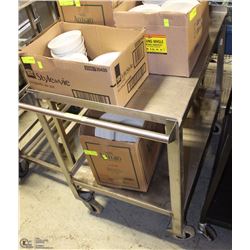 TWO TIER STAINLESS STEEL CART ON CASTORS