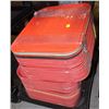 Image 1 : 23) STACK OF RED SERVING TRAYS