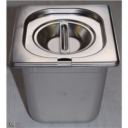 ME-17#  S/S FOOD PAN ONE FOURTH SIZE 6" DEEP W/LID