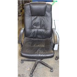 HIGH BLACK GAS-O-MATIC LEATHER OFFICE CHAIR