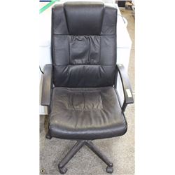 HIGH BLACK GAS-O-MATIC LEATHER OFFICE CHAIR