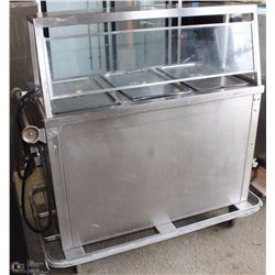 4) STEAM TABLE W/ SNEEZE GUARD ON WHEELS