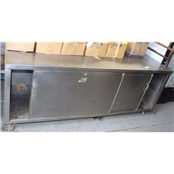 SS PREP TABLE WITH EXTERIOR DOORS - 7' X 29.5"