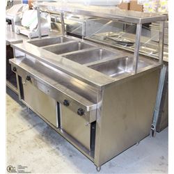 FOUR WELL BUFFET WARMER WITH SNEEZE GUARD