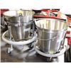 Image 1 : 30) LOT OF 2 S/S PAILS ON WHEELS