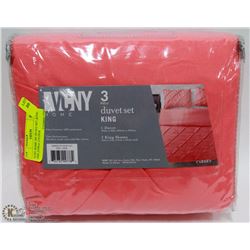 VCNY HOME 3PC DUVET SET ,KING SIZE ,CORAL COLOUR