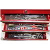 Image 2 : LARGE RED TOOL BOX W/ 6 SNAP ON TOOLS, II SNAP ON