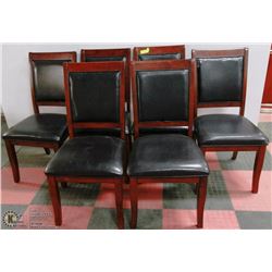 SET OF 6 WOOD HIGHBACK DINING CHAIRS