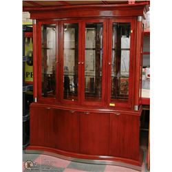 2PC  MAHOGANY CHINA CABINET (BUFFET & HUTCH ) WITH