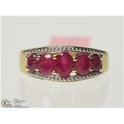 #2-STERLING SILVER GOLD PLATED RUBY RING