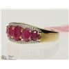Image 2 : #2-STERLING SILVER GOLD PLATED RUBY RING