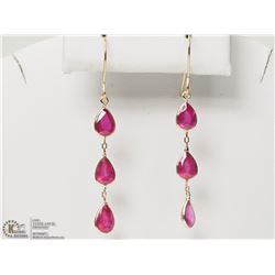 #4-14K YELLOW GOLD RUBY DROP EARRINGS