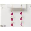 Image 1 : #4-14K YELLOW GOLD RUBY DROP EARRINGS