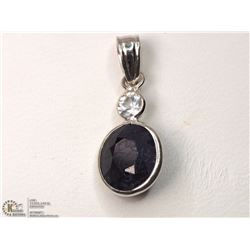 #5-14K WHITE GOLD SAPPHIRE PENDANT