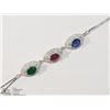 Image 2 : #7-STERLING SILVER GEMSTONE BRACELET