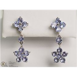 #8-10K WHITE GOLD TANZANITE FLOWER EARRINGS