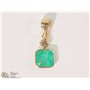 Image 1 : #14-14K YELLOW GOLD EMERALD & DIAMOND PENDANT
