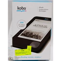 KOBO 1GB EREADER W/ USB CABLE AND MANUAL, HOLDS UP