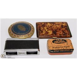 BOX WITH VINTAGE ITEMS - CIGARETTE CASE,SPORTSPEC,