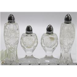 2 SETS OF PINWHEEL CRYSTAL SALT & PEPPER SHAKERS