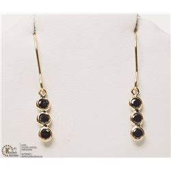#16-14K YELLOW GOLD BLACK DIAMOND EARRINGS