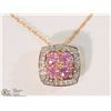 Image 1 : #18-10K ROSE GOLD DIAMOND PENDANT NECKLACE