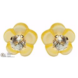 #20-14K YELLOW GOLD PEARL & DIAMOND EARRINGS