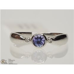 #21-10K WHITE GOLD TANZANITE & DIAMOND RING