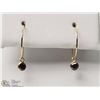 Image 1 : #23-14K YELLOW GOLD BLACK DIAMOND HOOP EARRINGS