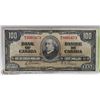 Image 1 : 1937 BANK OF CANADA $100 BANKNOTE