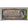 Image 1 : 1954 BANK OF CANADA $100 BANKNOTE IN SLEEVE