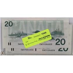 1991-$20 CANADIAN MINT BILLS IN CONSECUTIVE #'S X2
