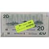 Image 1 : 1991-$20 CANADIAN MINT BILLS IN CONSECUTIVE #'S X2