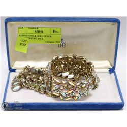 RHINESTONE & GOLD COLOR JEWELLERY SET INCL