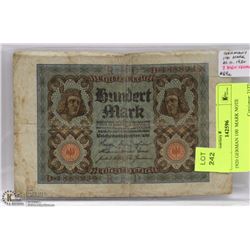 1920 GERMAN 100  MARK NOTE
