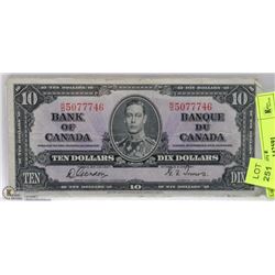 1937 CANADIAN $10 DOLLAR BILL
