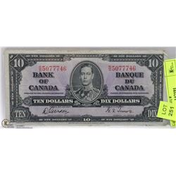 1937 CANADIAN $10 DOLLAR BILL