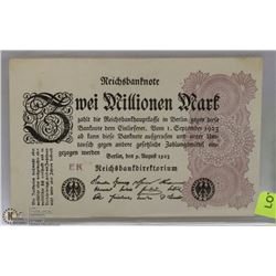 1923 GERMAN 2 MILLION MARK NOTE