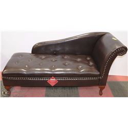 NEW BROWN LEATHERETTE STORAGE CHAISE LOUNGE CHAIR