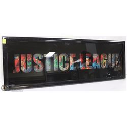 JUSTICE LEAGUE BLACK  SHADOW BOX SIGN 36"X12"X1.