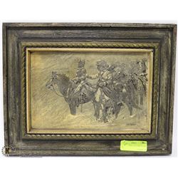 CARVED WOOD-LIKE RCMP FRAMED PICTURE