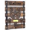 Image 1 : WOOD & CAST METAL WELCOME SIGN COAT RACK 16"X12"