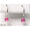 Image 1 : #28-10K WHITE GOLD RUBY HOOP EARRINGS