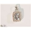 Image 1 : #29-14K WHITE GOLD TOPAZ & DIAMOND PENDANT