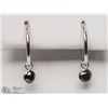 Image 1 : #37-14K WHITE GOLD BLACK DIAMOND HOOP EARRINGS
