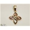Image 1 : #39-14K YELLOW GOLD SAPPHIRE & DIAMOND PENDANT