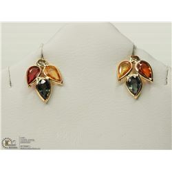 #40-14K YELLOW GOLD SAPPHIRE & DIAMOND EARRINGS